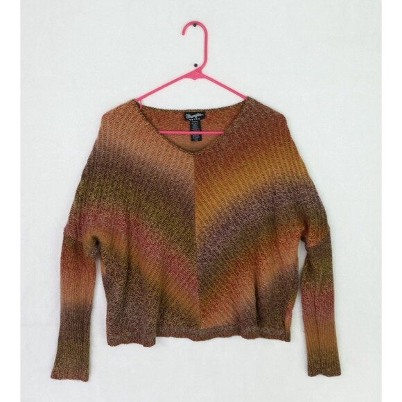 Wrangler Retro Striped Knit Sweater Oversized Size S Orange Brown Red Wool Blend - Picture 1 of 7